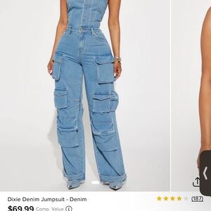 Fashion Nova Light Blue Denim Overalls